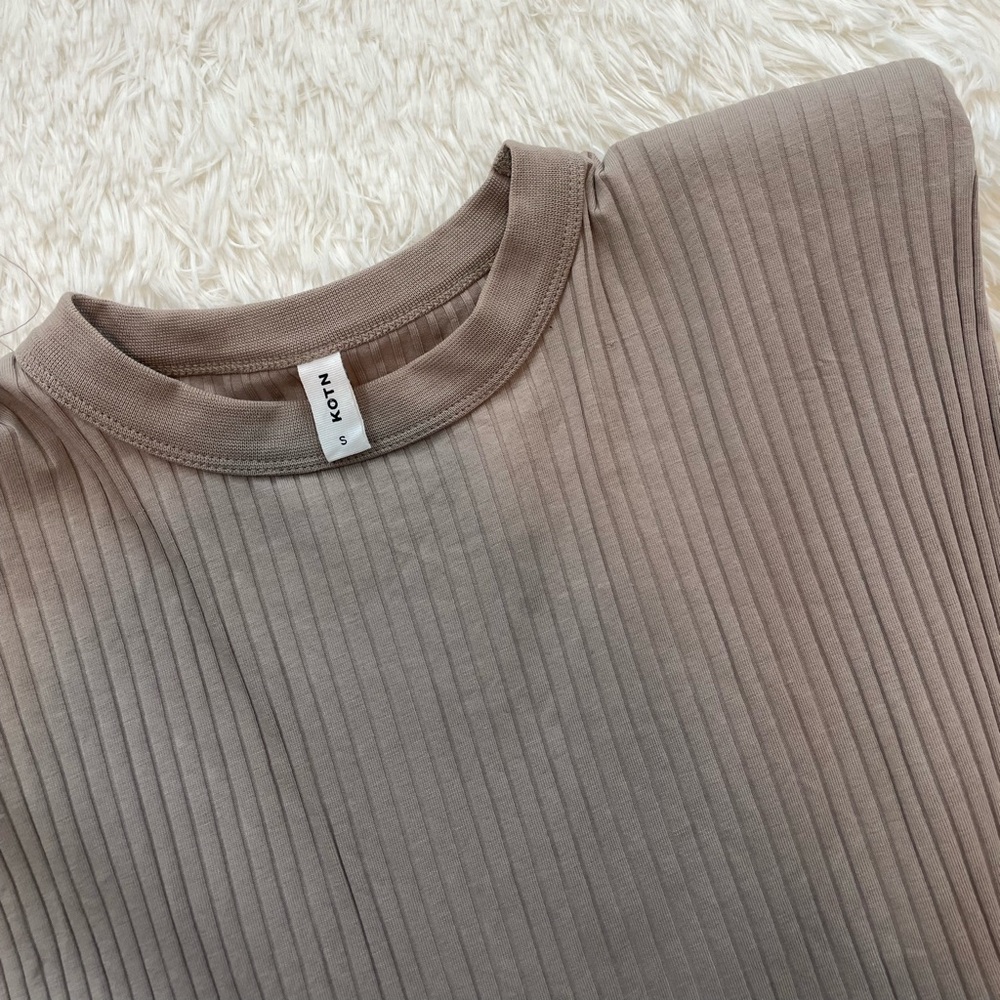 Brown ribbed Kotn tank top - Picture 3 of 5